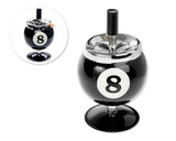 One Push Spinning Pool Ball Ashtray with Stand - Black