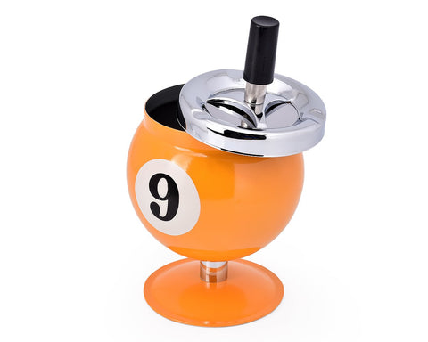 One Push Spinning Pool Ball Ashtray with Stand - Yellow