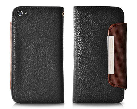 Wallet Series iPhone 5 and 5S Flip Leather Case - Black