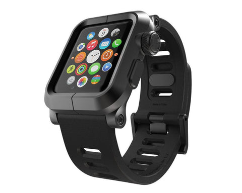 38mm Apple Watch Aluminum Case with Black Silicone Band - Black