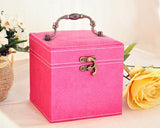 Retro Multi-purpose Three-tier Jewelry Box - Pink