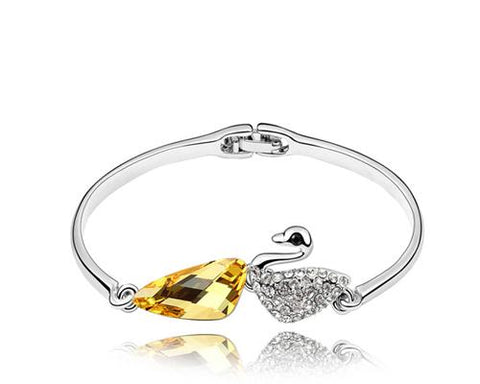 Swan Yellow Crystal Bangle