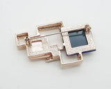 Geometric Square Blue Crystal Brooch Pin