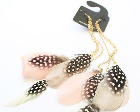 Dots Bohemian Long Feather Tassel Earrings