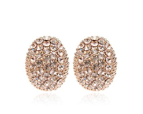 Sparkle Oval Crystal Clip On Earrings for Girls