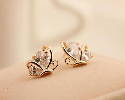 Rise Butterfly Crystal Stud Earrings for Women