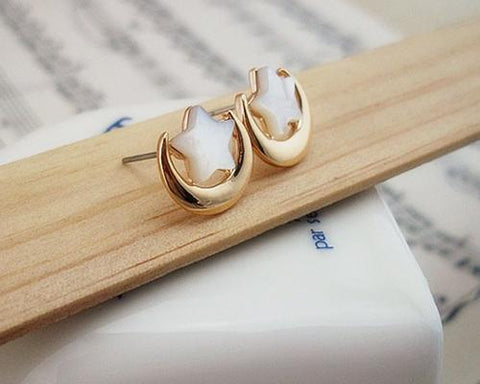 Shell Star And Moon Stud Earrings for Women