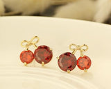 Red Cherry Crystal Stud Earrings