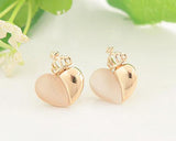 Princess Heart Crystal Stud Earrings for Women