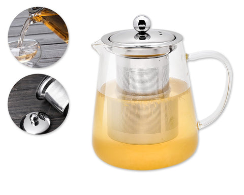 Trapezium 700ml Glass Teapot with Stainless Steel Infuser