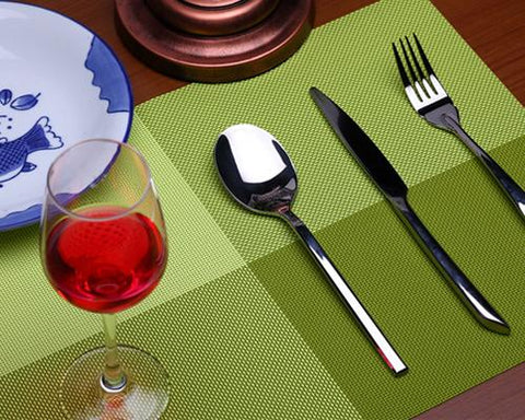 6 Pcs Colorful Insulated Stain Free Table Placemat - Green