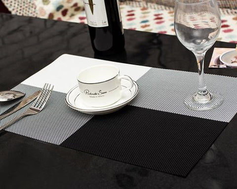 6 Pcs Colorful Insulated Stain Free Table Placemat - Black