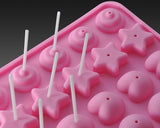 Silicone Multi Shapes Baking Mold with Sticks - Pink