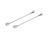 2 Pcs Stainless Steel Long Handle Drink Spoon with Crystal