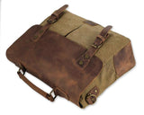 Vintage Canvas Satchel Messenger Bag for Men - Khaki