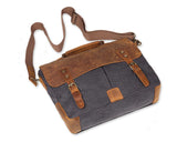 Vintage Canvas Satchel Messenger Bag for Men - Dark Gray