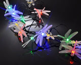 Dragonfly Solar Power String Lights Outdoor Decor 16 Feet 20 LED