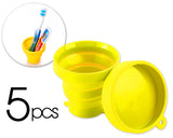 5 Pcs Silicone Folding Retractable Water Cup for Travel - Yellow