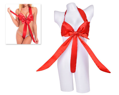 Satin Sexy Lingerie Knot Body Bow - Red