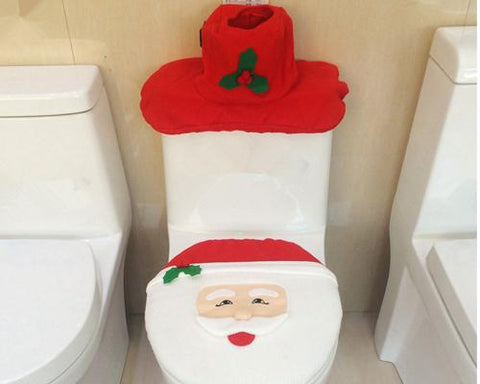 Christmas Santa Toilet Seat Cover and Rug Set