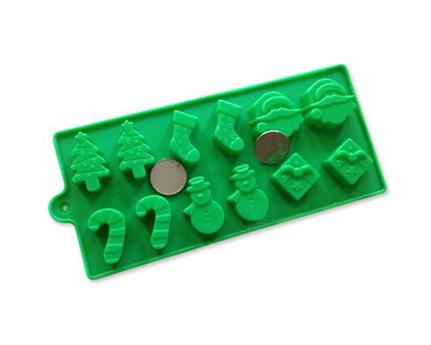 12-Cavity Silicone Baking Christmas Chocolate Mold - Green