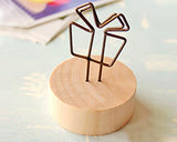 2&quot; Paper Photo Clip Memo Card Wood Base Holder Table Decor - Gift