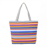 16 Inches Striped Canvas Tote Beach Handbag