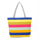 16 Inches Striped Canvas Tote Beach Handbag