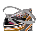 16 Inches Striped Canvas Tote Beach Handbag