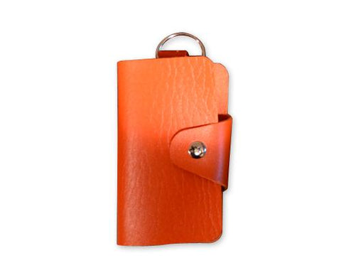 Portable PU Leather Snap Button Closure Key Case - Orange