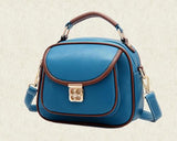 Vintage PU Leather Crossbody Satchel Bag - Blue
