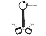 Fetish SM Mouth Ball Gag Handcuffs Bondage Restraint Set