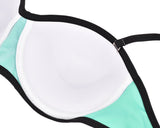 Spaghetti Strap Series Color Block Bikini Set - Tiffany and Peach