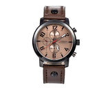 CURREN Army Numerals Round Dial Men Watch with Leather Band