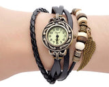 Retro Women Angel Wing Leather Bracelet Watch