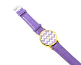 Geneva Women Chevron Style Leather Wrist Watch