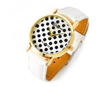 Geneva Women Candy Color Dots Leather Alloy Wrist Watch