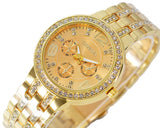 3 Pcs Classic Women Rhinestone Round CZ Quartz Dial Wrist Watches Set