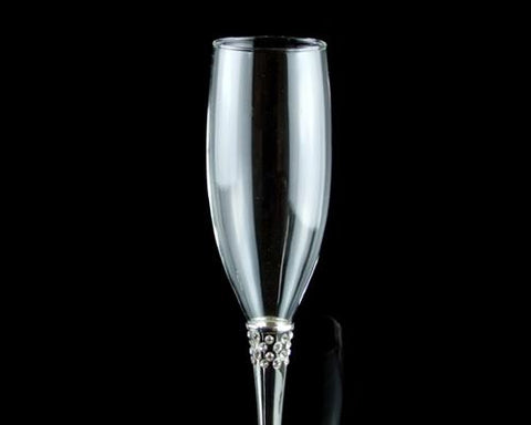 Set of 2 Simple Silver Wedding Crystal Champagne Flutes