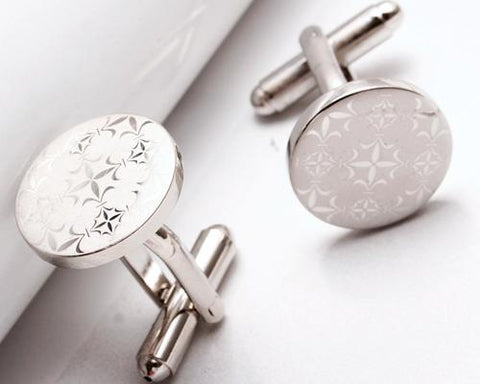 Wedding Groom Round Shirt Cufflinks for Men - Vintage Flower