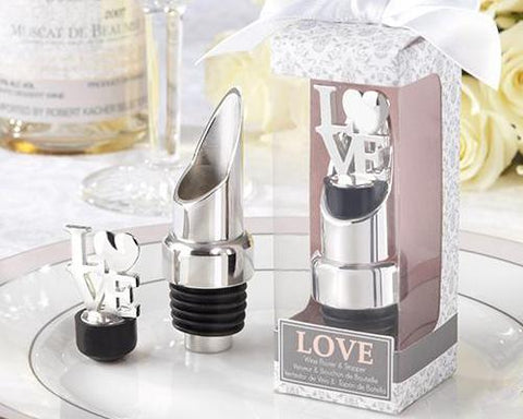 Ture Love Wedding Favor Wine Pourer Bottle Stopper Set