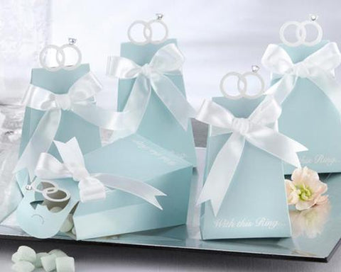 20 Pcs Tiffany Blue Ribbon Wedding Favor Boxes