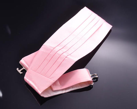 Men Handcrafted Wedding Tuxedo Satin Cummerbund - Pink