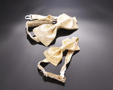 Father and Son Wedding Paisley Pattern Bow Tie Set - Gold